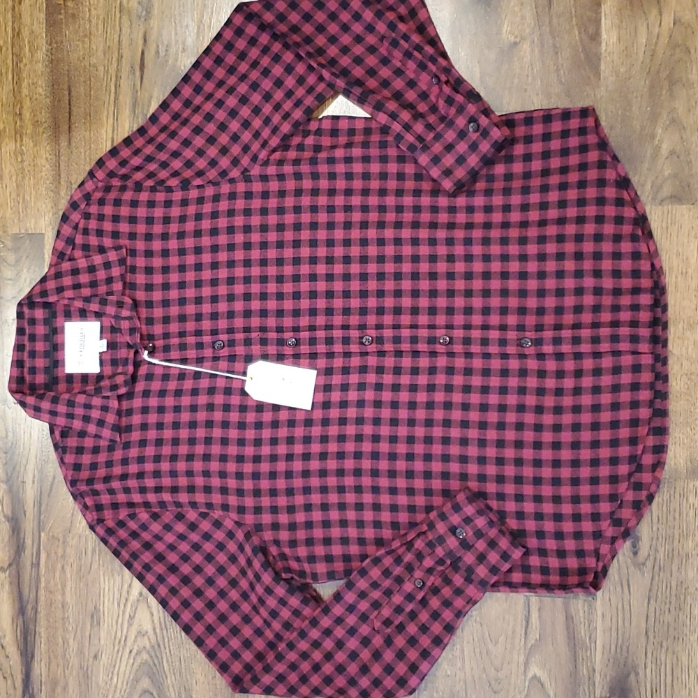 Mens Cloudveil red & black buffalo check button down size L